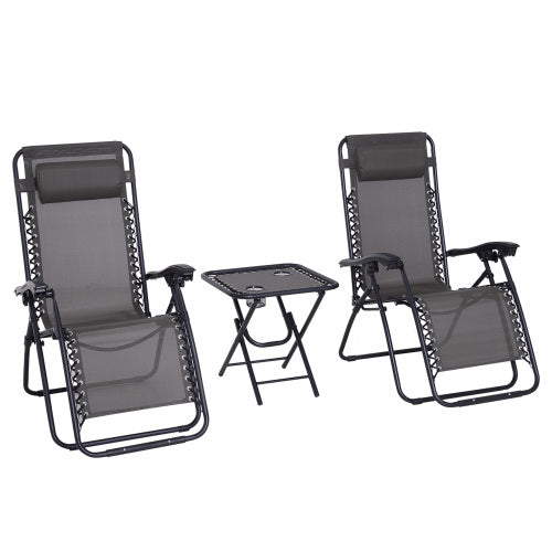 3-Piece Garden Lounger Set | Folding Reclining Chairs with Table