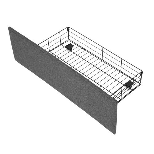 4ft6 Double Upholstered Bed With 4 Storage Drawers, LED Drawer Storage Bed With Charging Station, Adjustable Button Tufted Headboard With USB And Type - C Ports, Linen, Grey