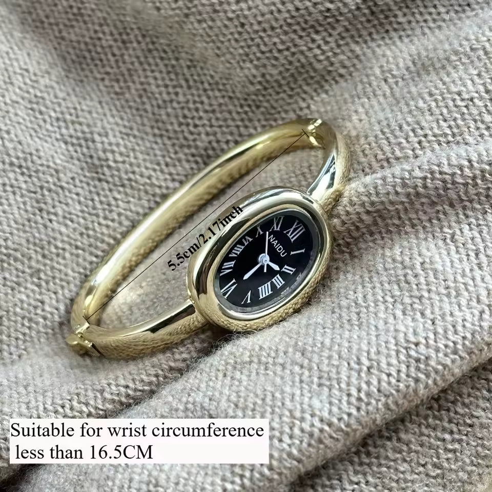 Gold-Tone Roman Numeral Bangle Watch | Minimalist Ladies' Timepiece