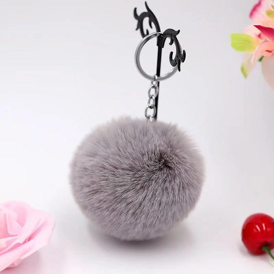 Aesthetic Candy Color Pom-Pom | 8cm Fluffy Faux-Fur Bag Charm & Keychain Accessory