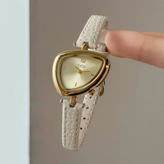Asymmetric Luxe Dainty Watch | Elegant Minimalist Leather Strap Micro-Dial Timepiece