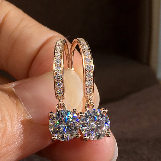 Crystal Hook Drops | Elegant Round Zirconia Earrings for Effortless Daily Glamour