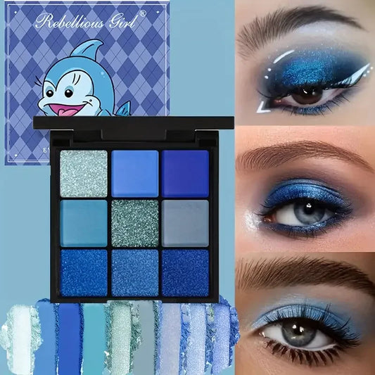 Blue Ocean Dream Palette | 9-Color Waterproof Festival Eyeshadow | Matte, Shimmer & Celestial Glitter