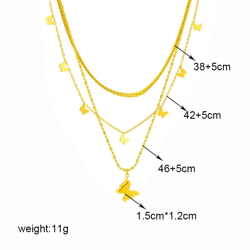 Celestial Multilayer Pendant Necklace | 316L Stainless Steel Butterfly, Moon & Mystical Eye Choker