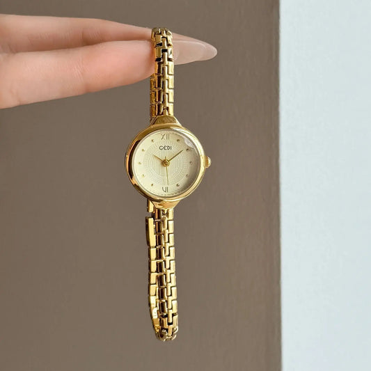 Dainty Retro Luxe Micro-Watch | Ultra-Slim 5mm Bracelet Timepiece with Roman Numerals