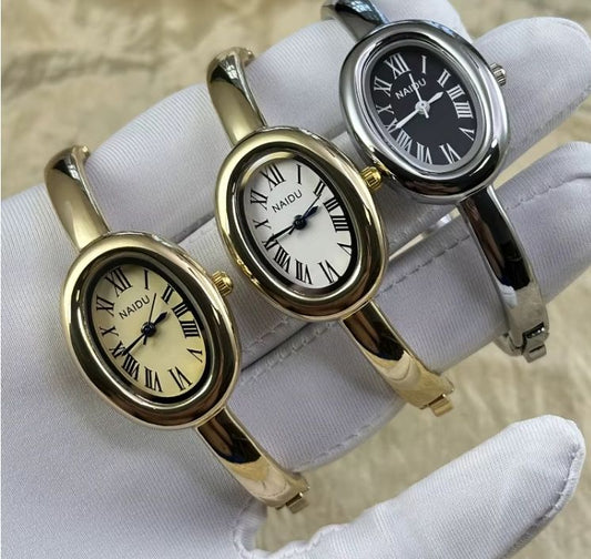 Gold-Tone Roman Numeral Bangle Watch | Minimalist Ladies' Timepiece
