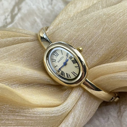Gold-Tone Roman Numeral Bangle Watch | Minimalist Ladies' Timepiece