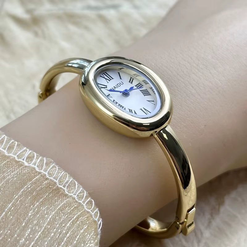 Gold-Tone Roman Numeral Bangle Watch | Minimalist Ladies' Timepiece
