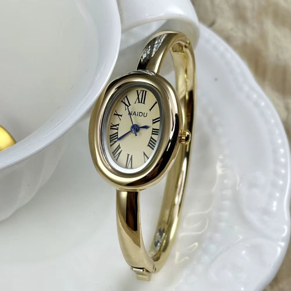 Gold-Tone Roman Numeral Bangle Watch | Minimalist Ladies' Timepiece
