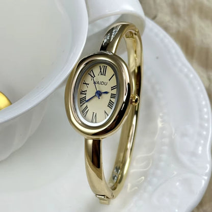 Gold-Tone Roman Numeral Bangle Watch | Minimalist Ladies' Timepiece