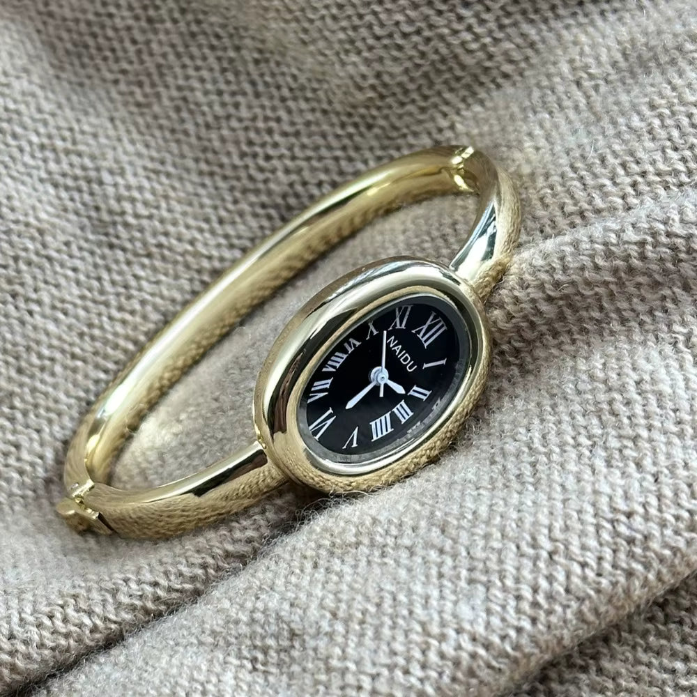 Gold-Tone Roman Numeral Bangle Watch | Minimalist Ladies' Timepiece