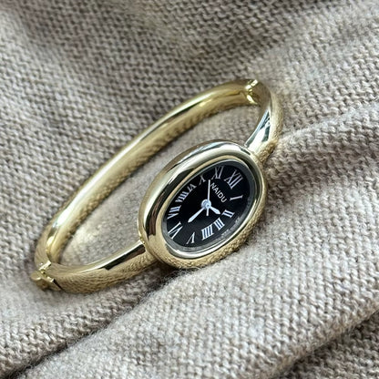 Gold-Tone Roman Numeral Bangle Watch | Minimalist Ladies' Timepiece
