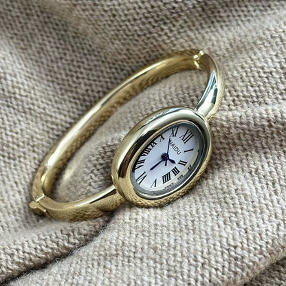 Gold-Tone Roman Numeral Bangle Watch | Minimalist Ladies' Timepiece