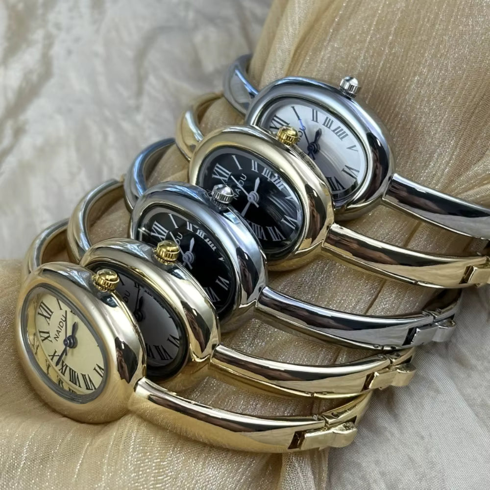 Gold-Tone Roman Numeral Bangle Watch | Minimalist Ladies' Timepiece