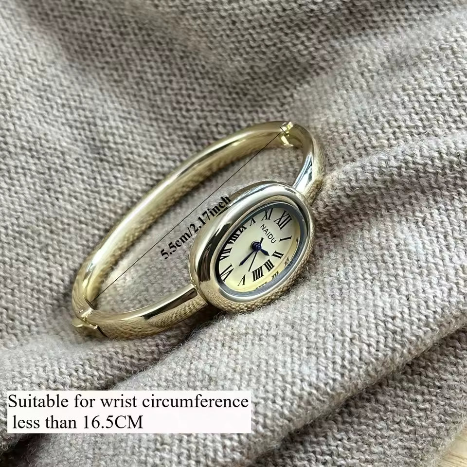 Gold-Tone Roman Numeral Bangle Watch | Minimalist Ladies' Timepiece