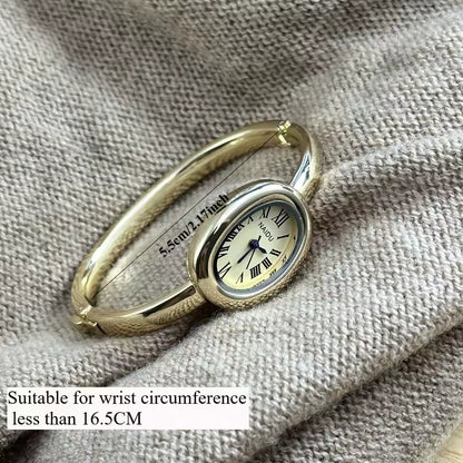 Gold-Tone Roman Numeral Bangle Watch | Minimalist Ladies' Timepiece