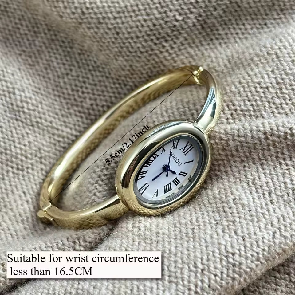 Gold-Tone Roman Numeral Bangle Watch | Minimalist Ladies' Timepiece