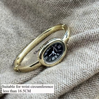 Gold-Tone Roman Numeral Bangle Watch | Minimalist Ladies' Timepiece