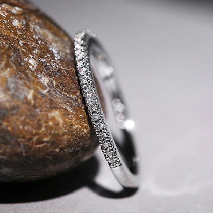 Minimalist Thin Stacking Ring | AAA+ Cubic Zirconia Prong Setting, Brass, 1.8g