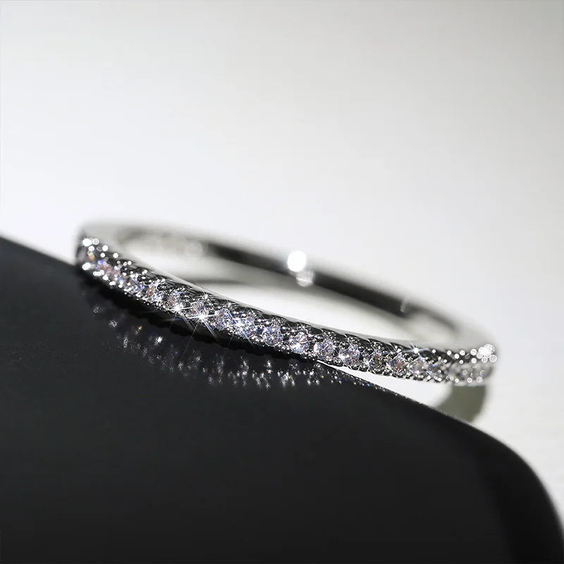 Minimalist Thin Stacking Ring | AAA+ Cubic Zirconia Prong Setting, Brass, 1.8g