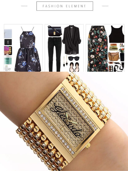 Wide Cuff Bangle Watch | Stainless Steel, 3.6x3.2cm Square Dial, 3.5-4cm Band, Hardlex, 3Bar