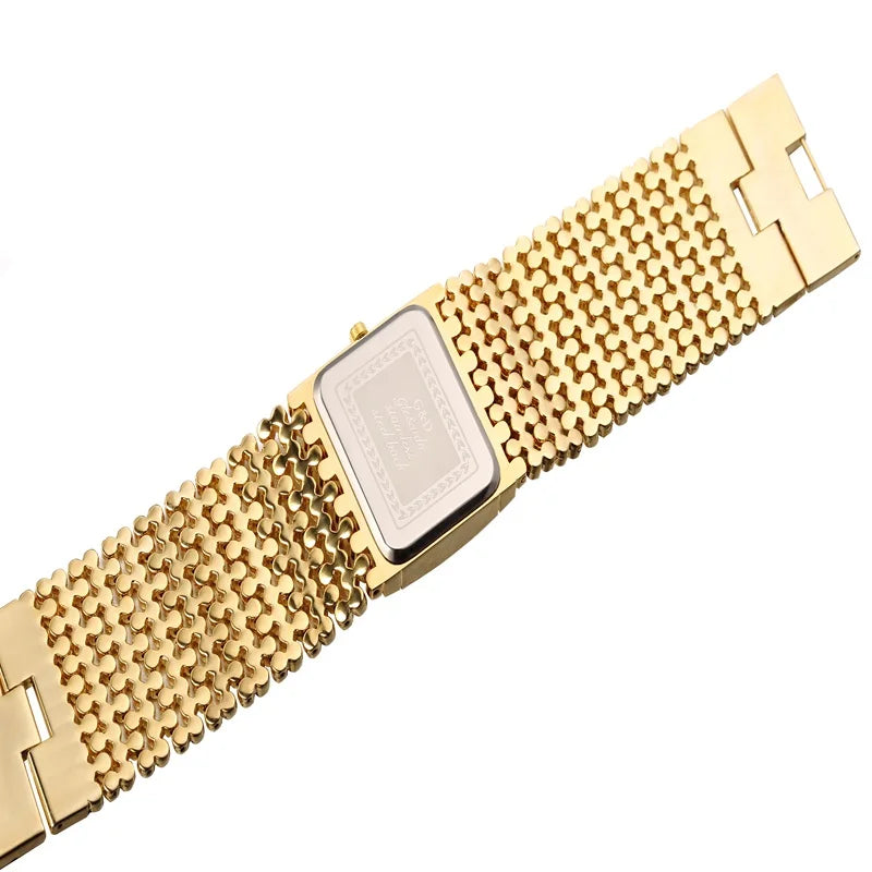 Golden Statement Cuff Watch | Bold Square Minimalist Bangle Timepiece