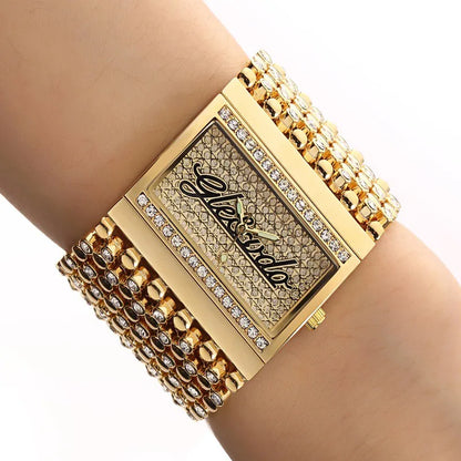 Wide Cuff Bangle Watch | Stainless Steel, 3.6x3.2cm Square Dial, 3.5-4cm Band, Hardlex, 3Bar