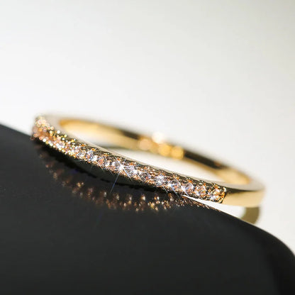 Minimalist Thin Stacking Ring | AAA+ Cubic Zirconia Prong Setting, Brass, 1.8g