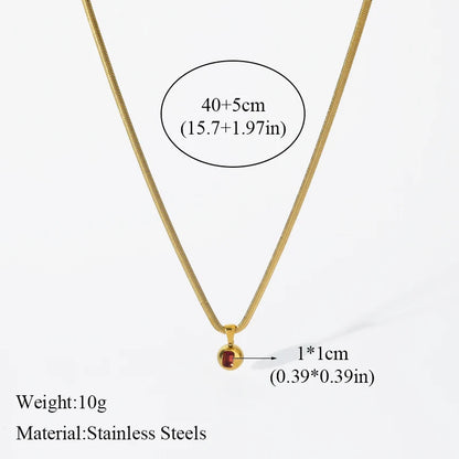 Solid Sphere Minimalist Necklace | Waterproof 316L Stainless Steel Gold Bead Link Chain