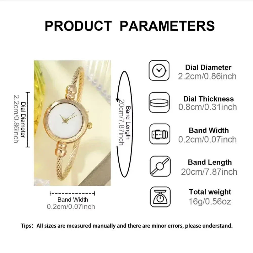 Women's Gold Bangle Watch | Small Vintage-Style Bracelet Wristwatch