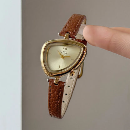 Asymmetric Micro-Dial Watch | 24mm Numberless Dial with Slim Leather Strap