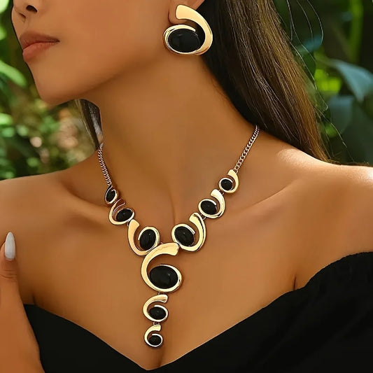 3pcs Elegant Vintage Jewellery Set for Women | Sparkling Rhinestone Necklace & Earrings