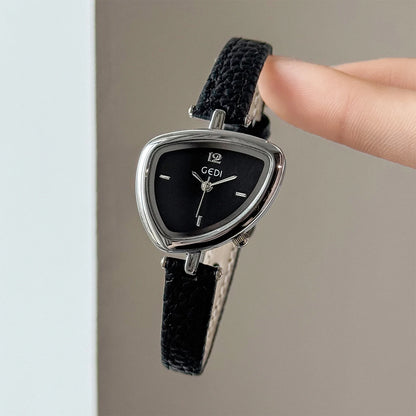 Asymmetric Micro-Dial Watch | 24mm Numberless Dial with Slim Leather Strap