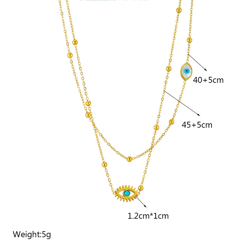 Heart Eye & Butterfly Multi-Motif Necklace | Waterproof 316L Stainless Steel Gold Link Chain