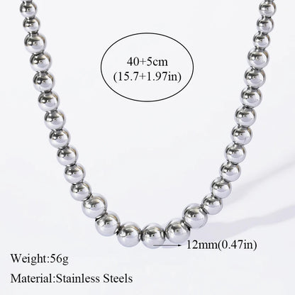 Solid Sphere Minimalist Necklace | Waterproof 316L Stainless Steel Gold Bead Link Chain