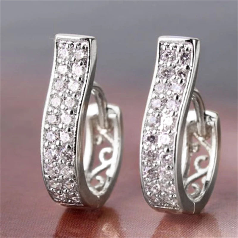 Irregular Hollow-Out Gold Hoop Earrings | Cubic Zirconia Accents, Brass, 3.7g