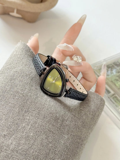 Asymmetric Micro-Dial Watch | 24mm Numberless Dial with Slim Leather Strap