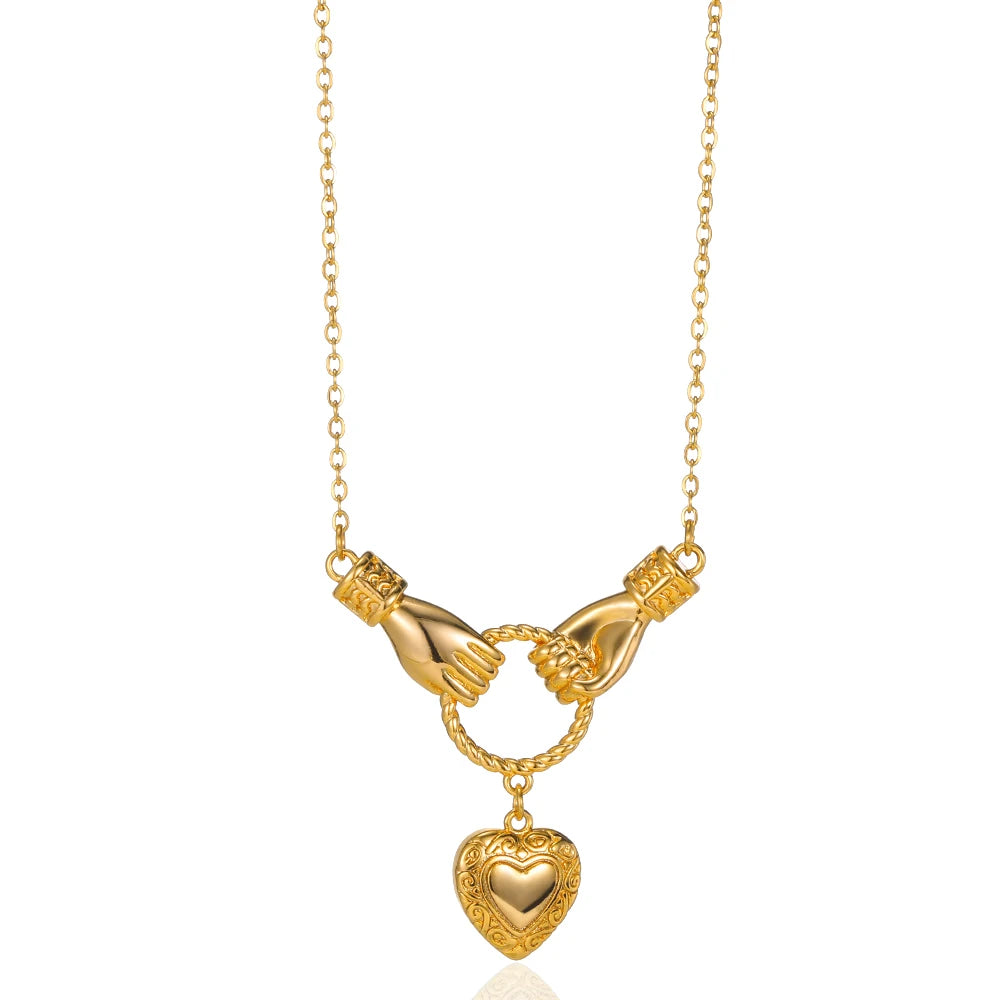 Modern Love Heart Pendant Necklace | Waterproof 316L Stainless Steel with Lip Chain