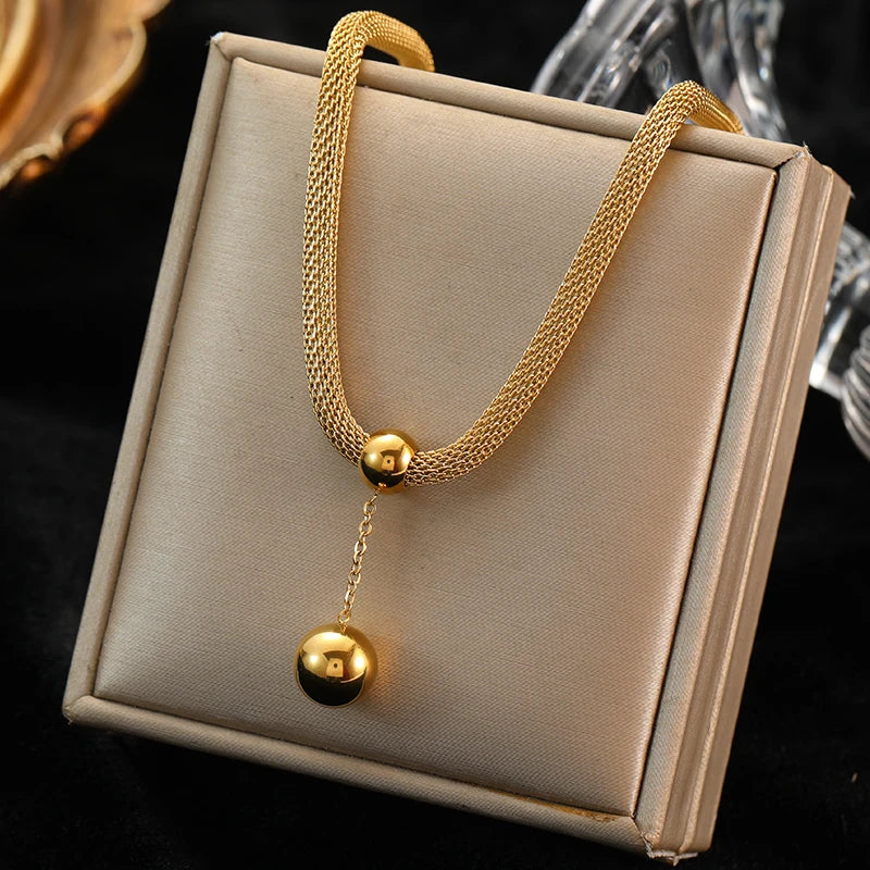 2-Layer Tiger Stripe Pendant Necklace | Waterproof 316L Stainless Steel, Round & Square Pendants