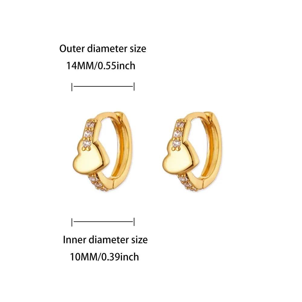 Hollow Zircon Heart Studs | Waterproof Gold Stainless Steel Screw-Back Earrings