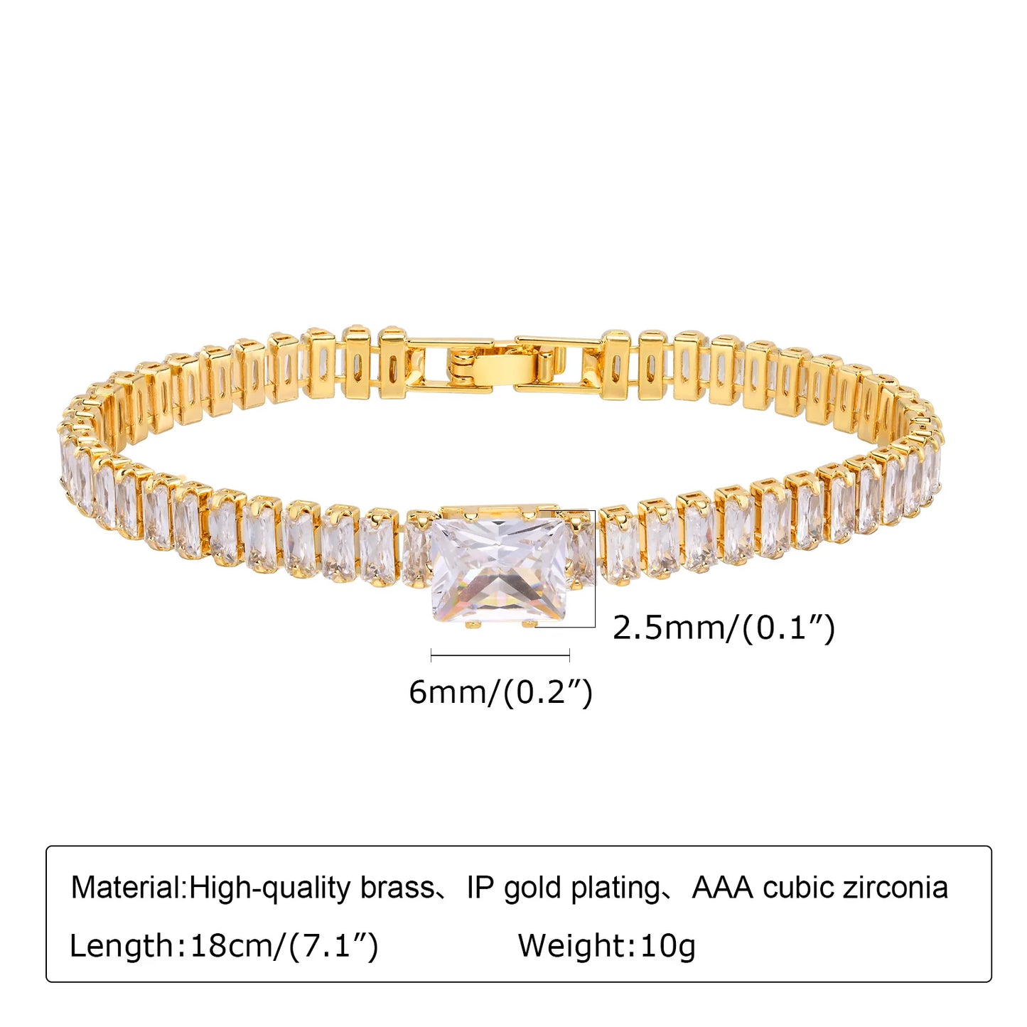 Chunky Paperclip Chain Bracelet | 14K Gold-Plated Cubic Zirconia Stackable Link Bracelet for Women