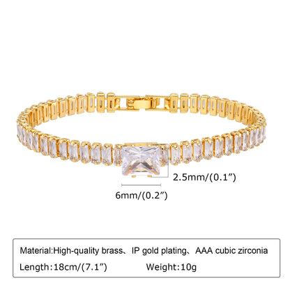 Chunky Paperclip Chain Bracelet | 14K Gold-Plated Cubic Zirconia Stackable Link Bracelet for Women