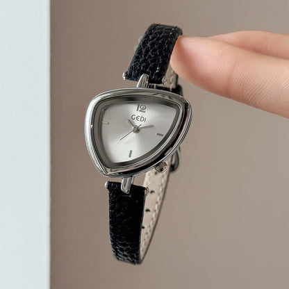 Asymmetric Micro-Dial Watch | 24mm Numberless Dial with Slim Leather Strap