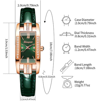 2-Piece Rectangle Watch Set | Women's Minimalist Leather Band Quartz Wristwatches