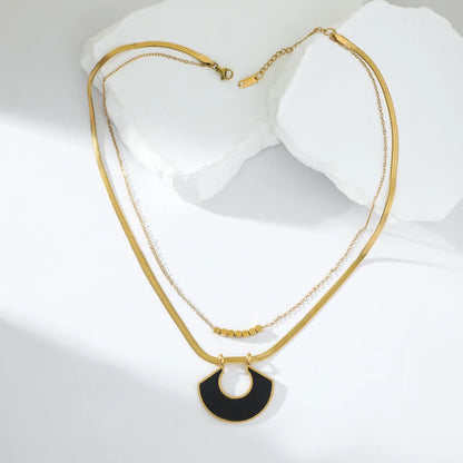 2-Layer Tiger Stripe Pendant Necklace | Waterproof 316L Stainless Steel, Round & Square Pendants
