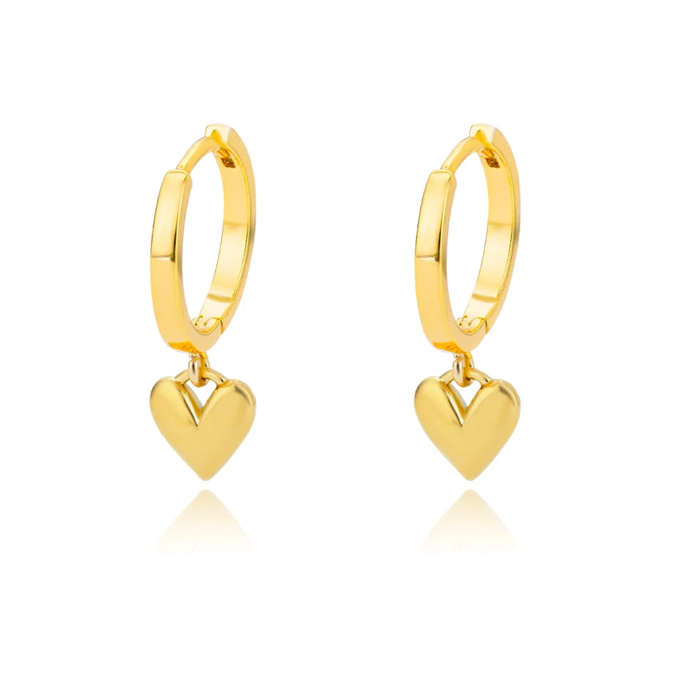 Hollow Zircon Heart Studs | Waterproof Gold Stainless Steel Screw-Back Earrings