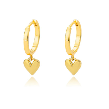 Hollow Zircon Heart Studs | Waterproof Gold Stainless Steel Screw-Back Earrings