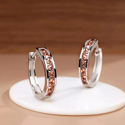 Princess Cut Crystal Hoop Earrings | Elegant Square Cubic Zirconia Gold-Tone Huggies