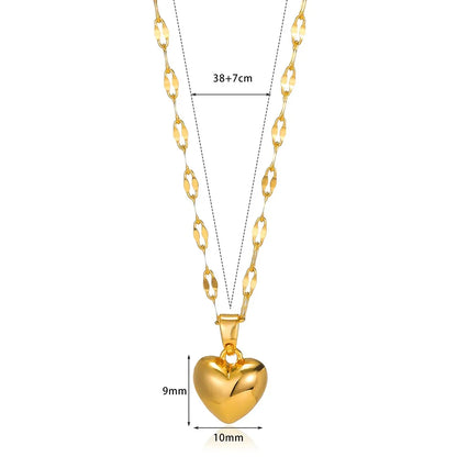 Modern Love Heart Pendant Necklace | Waterproof 316L Stainless Steel with Lip Chain