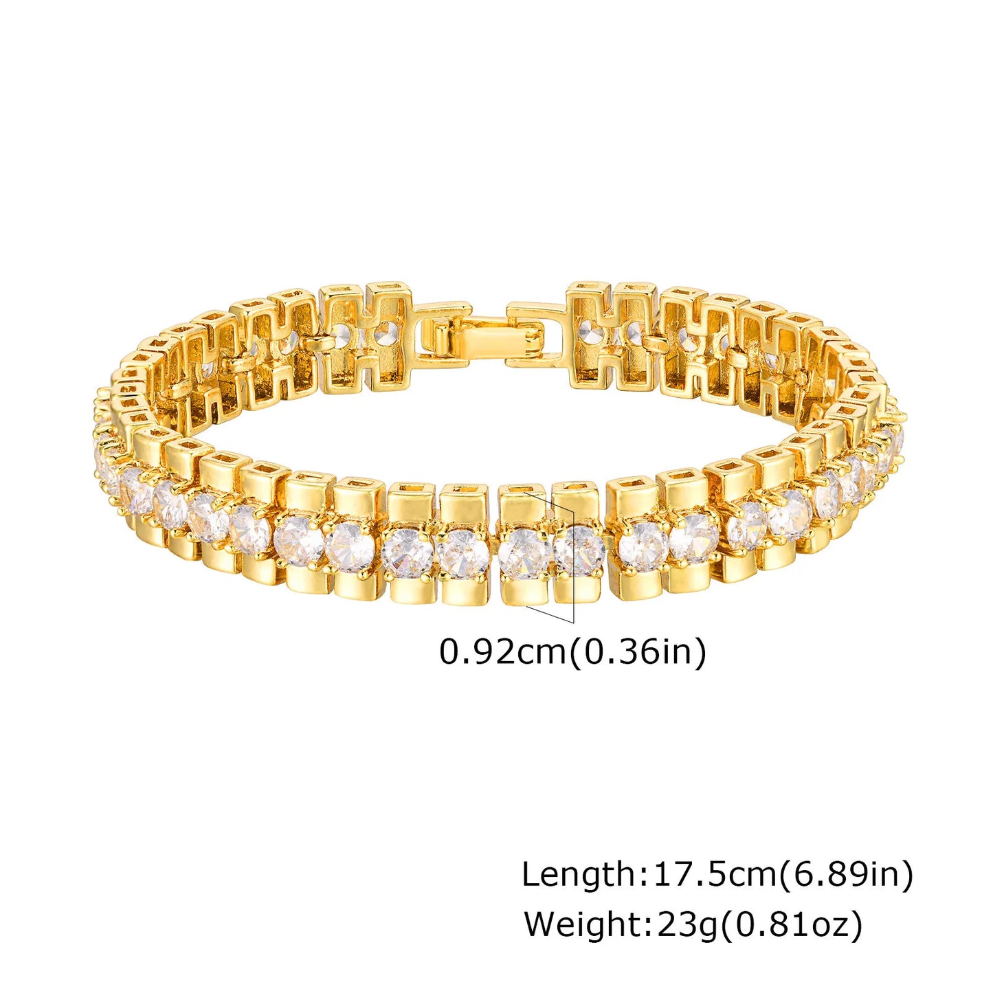 Chunky Paperclip Chain Bracelet | 14K Gold-Plated Cubic Zirconia Stackable Link Bracelet for Women